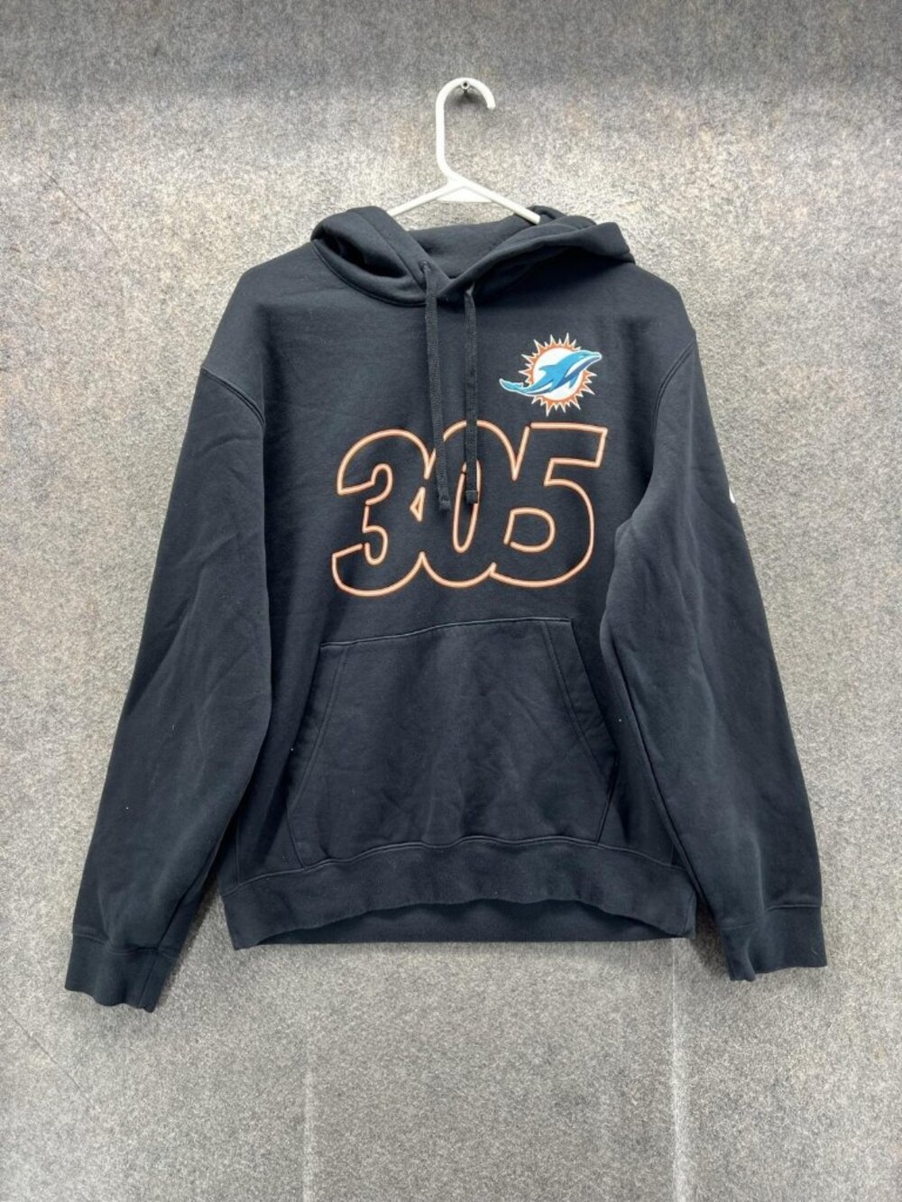Miami Dolphins Sweatshirt Mens Medium Black Graphic NFL Football Nike Hoodie 305